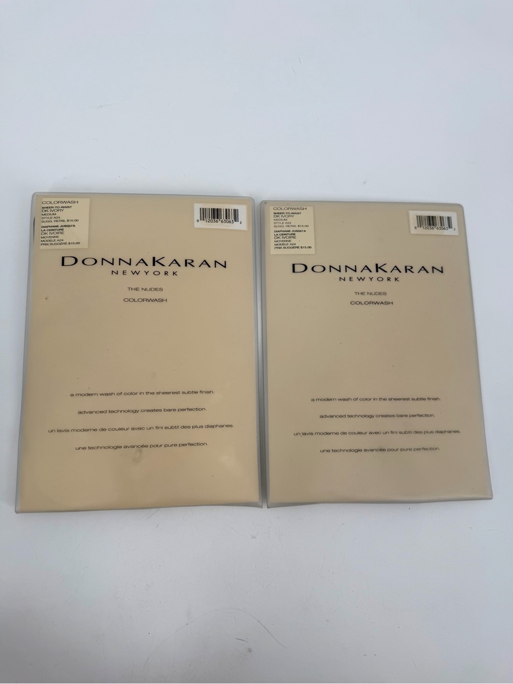 Donna Karan New York Pantyhose Medium Colorwash The Nudes 2 Pr VTG Dk Ivory A24